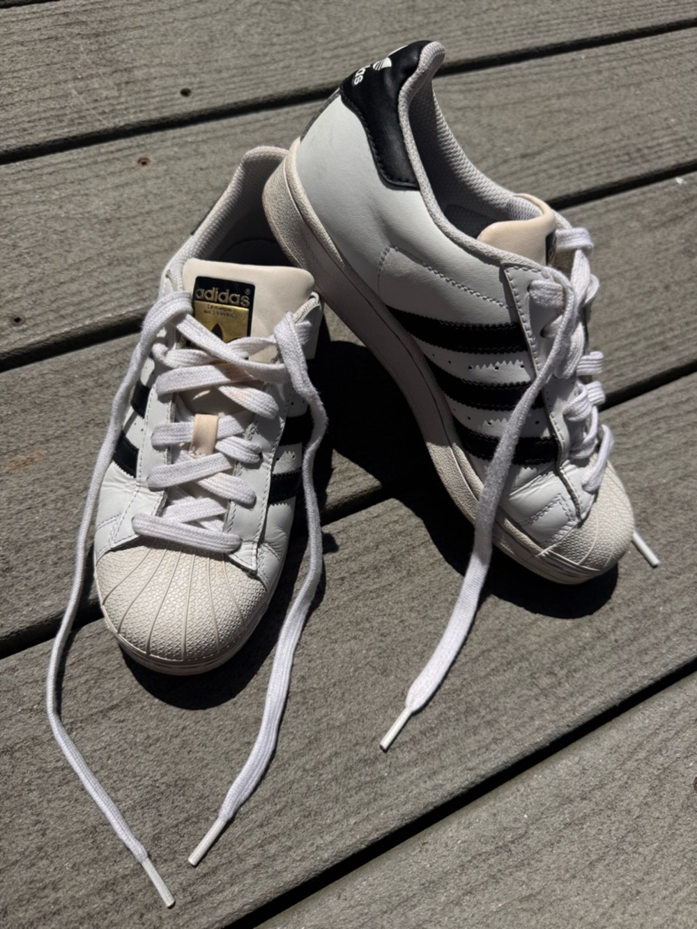 adidas White and Black Superstar Classic Sneakers